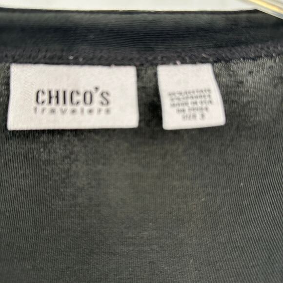 Chicos‎ Travelers Womens Cardigan Size 3 US XL Black Open Front Minimalist Lagom - Picture 3 of 8
